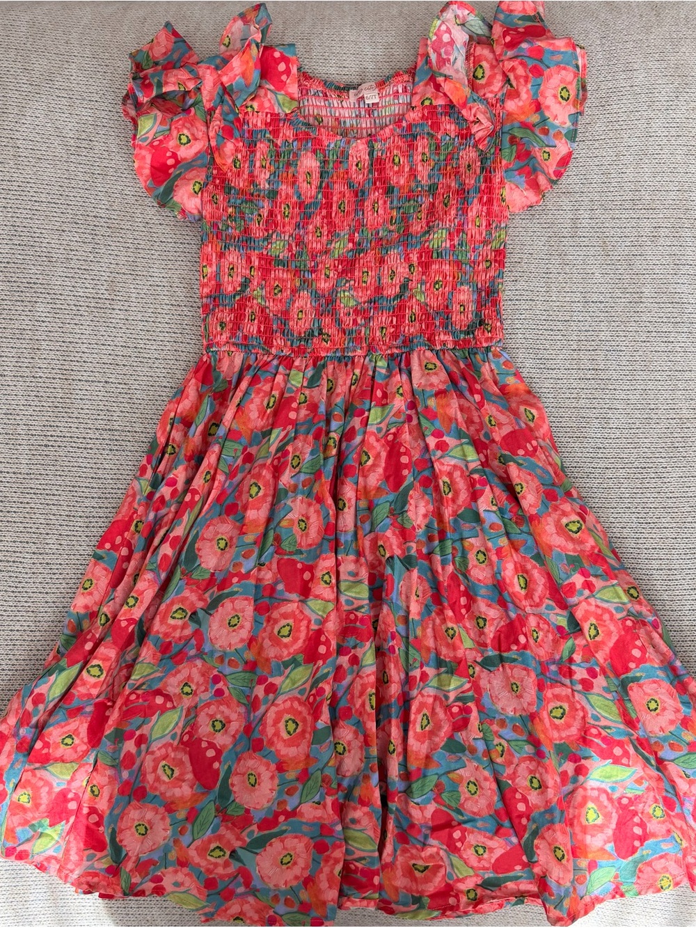 Ivy City Co Coral Floral Smocked Dress